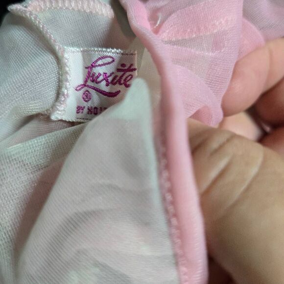 Luxite by Holeproof Vintage 50s Pink Sheer Nightgown Embroidered Babydoll Size S - Picture 4 of 4